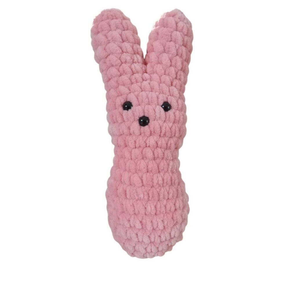 Handmade Pink Soft Plush Crochet Amigurumi Peep Bunny Stuffed Animal For Ages 4+